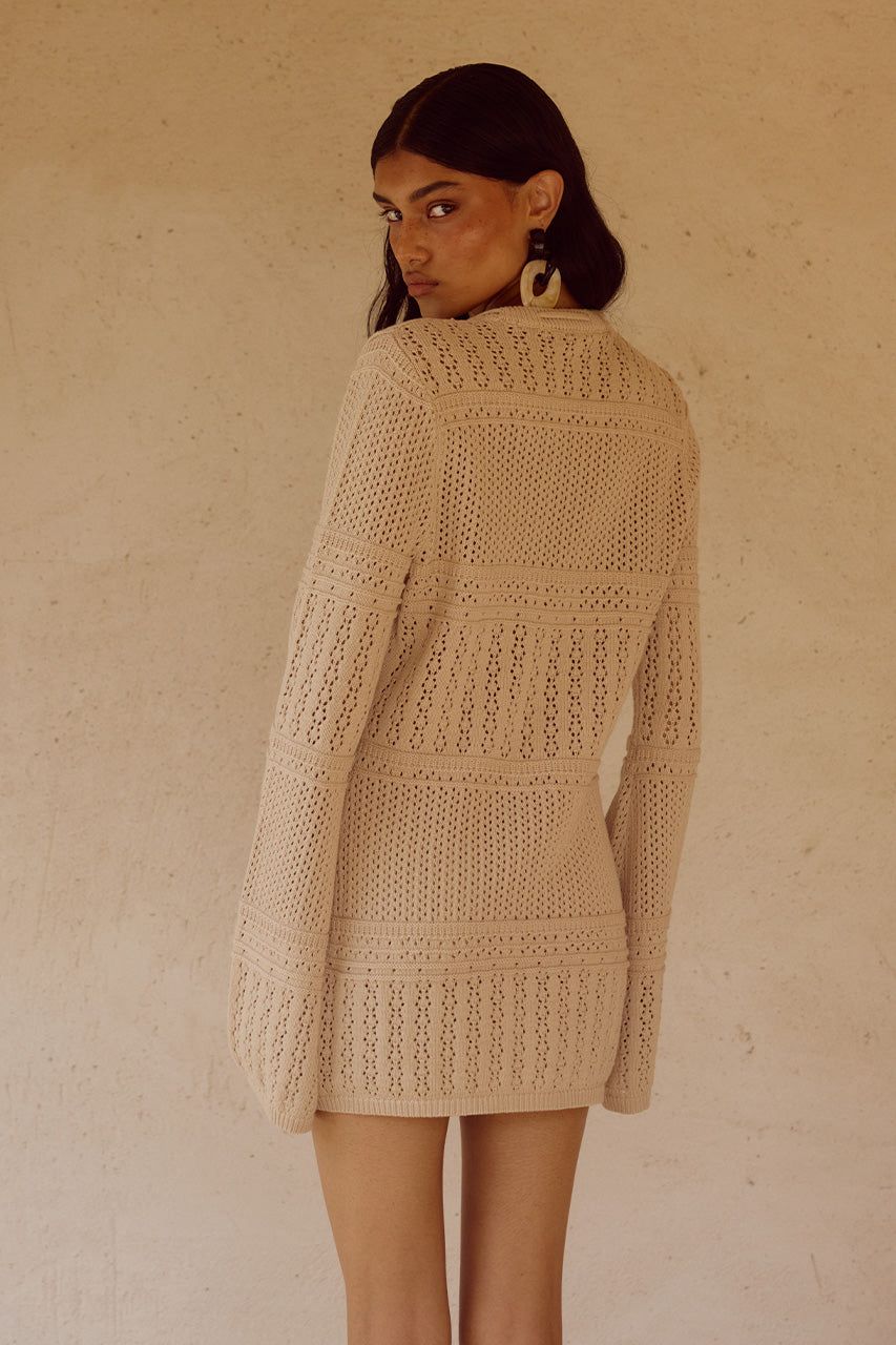 RILEY SLEEVED KNIT TOP SAND