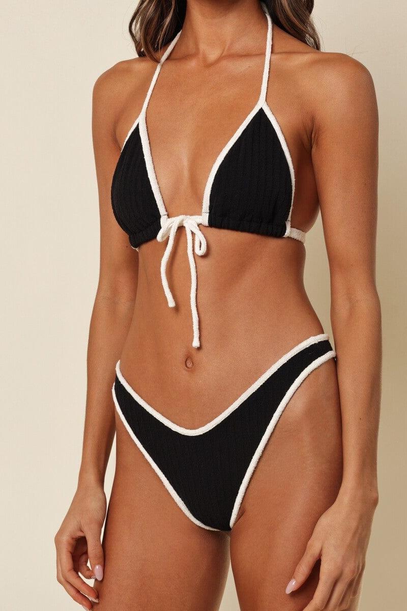 BLACK TERRY RIB EMMA BIKINI TOP