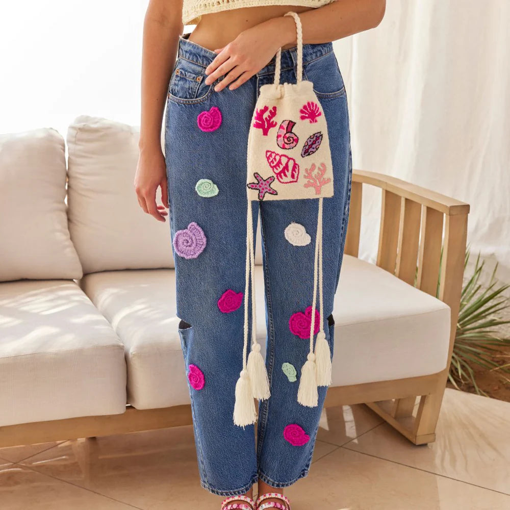SEASHELL DRAWSTRING BAG