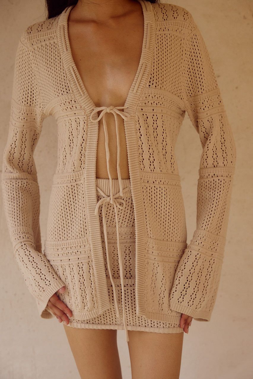 RILEY SLEEVED KNIT TOP SAND