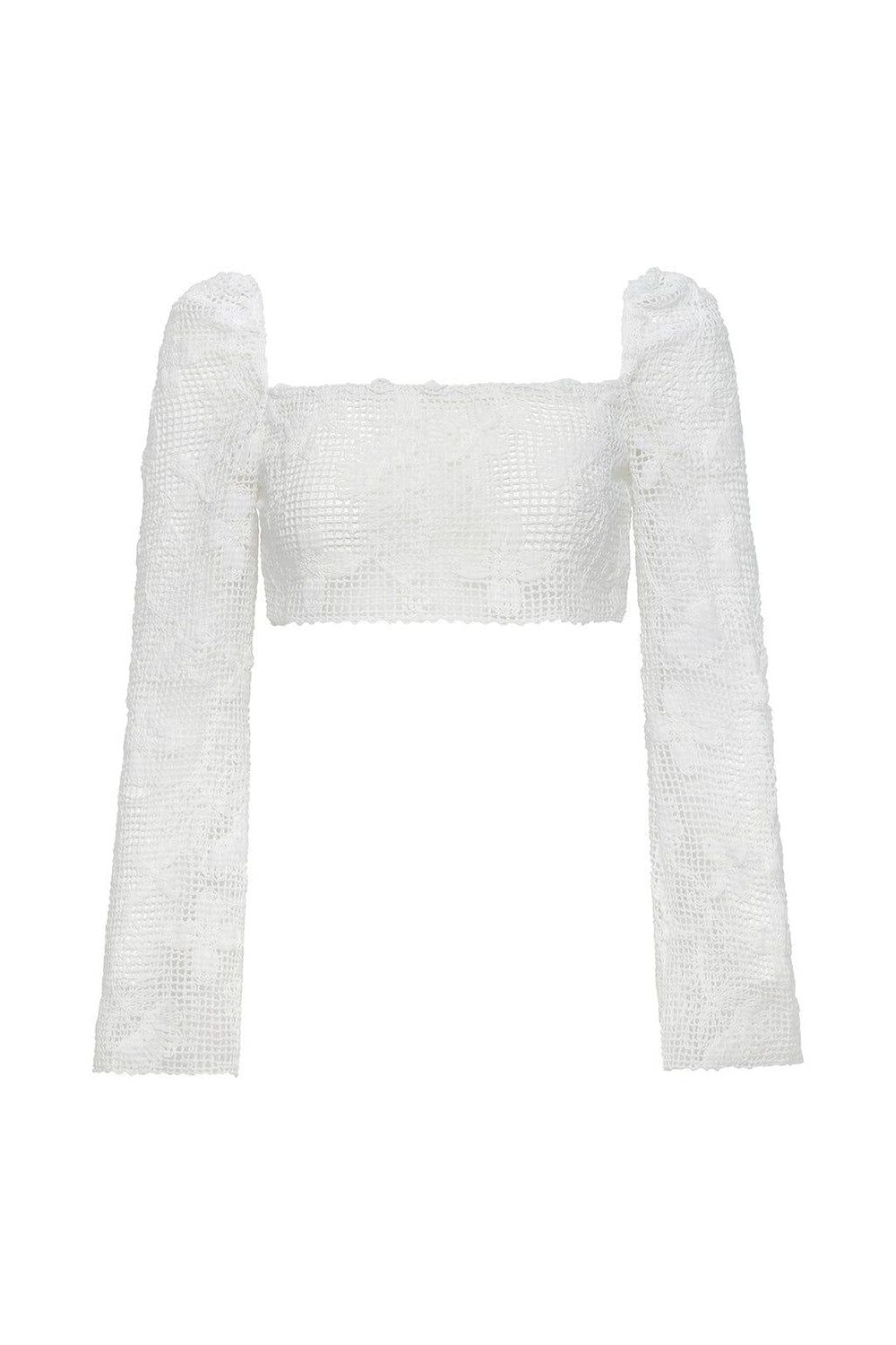 MARGARITA FLORAL LACE LONG SLEEVE CROP