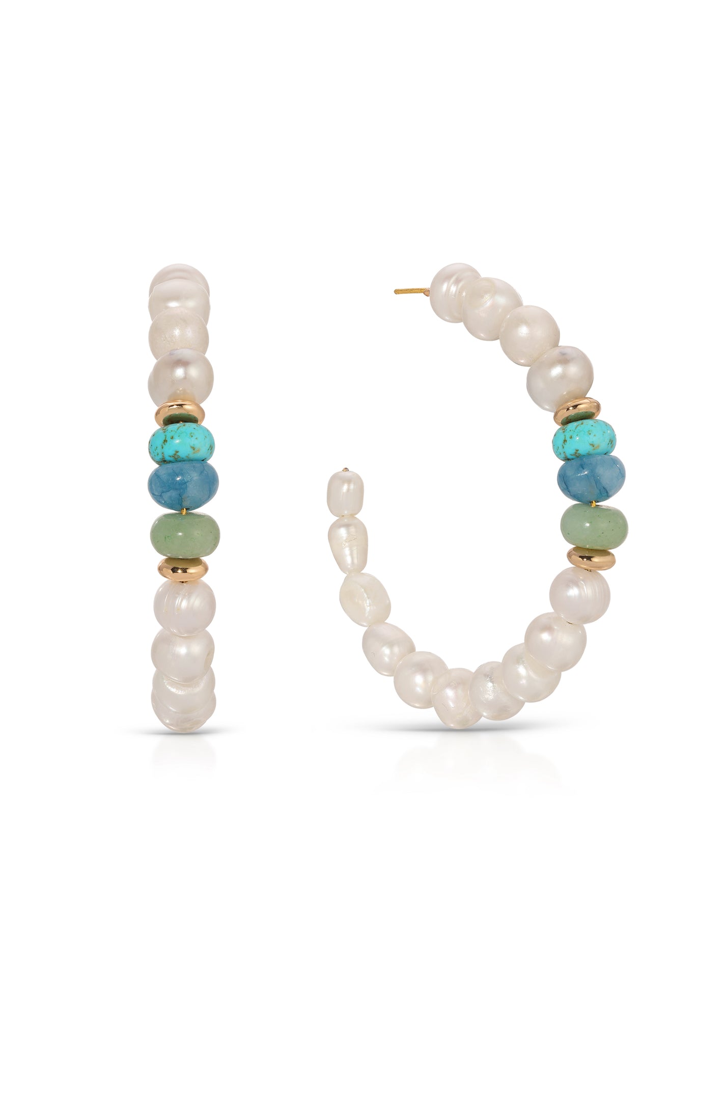 BEACH DAY PEARL AND GEMSTONE HOOP EARRING